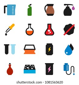 solid vector ixon set - sponge vector, water drop, splotch, liquid soap, cleaning agent, oil, measuring cup, jug, flask, enegry drink, vial, dropper, counter