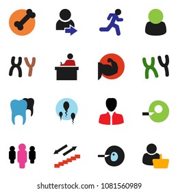 solid vector ixon set - student vector, manager, man, muscule hand, stairways run, bone, insemination, chromosomes, sperm, tooth, login, customer