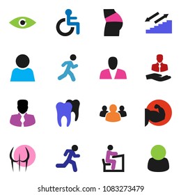 solid vector ixon set - student vector, manager, muscule hand, buttocks, stairways run, client, group, disabled, eye, tooth, user, consumer, customer