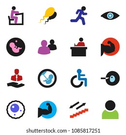 solid vector ixon set - student vector, muscule hand, stairways run, client, group, disabled, eye, pregnancy, insemination, sperm, ovule, user