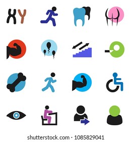 solid vector ixon set - student vector, muscule hand, buttocks, stairways run, bone, disabled, eye, insemination, chromosomes, sperm, tooth, login, customer