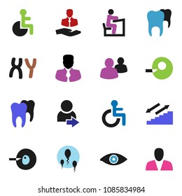 solid vector ixon set - student vector, manager, stairways run, client, group, disabled, eye, insemination, chromosomes, sperm, tooth, login, consumer