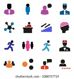 solid vector ixon set - student vector, manager, man, stairways run, speaking, social media, group, doctor, head bandage, share, login