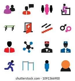 solid vector ixon set - student vector, manager, man, horizontal bar, stairways run, speaking, social media, group, doctor, gender sign, medical room, consumer