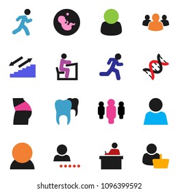 solid vector ixon set - student vector, man, buttocks, stairways run, group, dna, pregnancy, tooth, user, login, consumer, customer