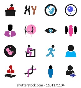 solid vector ixon set - student vector, manager, man, buttocks, run, client, eye, dna, pregnancy, chromosomes, ovule, user, login