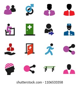 solid vector ixon set - student vector, manager, horizontal bar, run, client, social media, group, gender sign, head bandage, medical room, doctor, share, login, consumer
