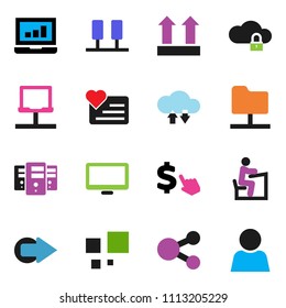 solid vector ixon set - student vector, laptop graph, dollar cursor, heart monitor, top sign, server, notebook network, folder, cloud lock, exchange, share, arrow, loading, user