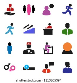 solid vector ixon set - student vector, man, stairways run, client, speaking, doctor, gender sign, eye hat, consumer, support