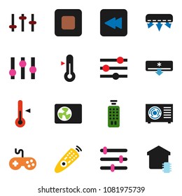 solid vector ixon set - thermometer vector, gamepad, settings, remote control, stop button, backward, equalizer, air conditioner, ari condition, smart home