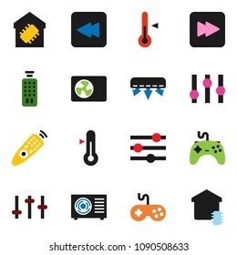 solid vector ixon set - thermometer vector, gamepad, settings, remote control, forward button, backward, equalizer, air conditioner, ari condition, smart home