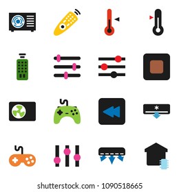 solid vector ixon set - thermometer vector, gamepad, settings, remote control, stop button, backward, equalizer, air conditioner, ari condition, smart home