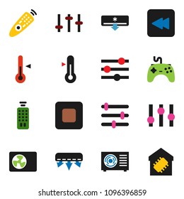 solid vector ixon set - thermometer vector, gamepad, settings, remote control, stop button, backward, equalizer, air conditioner, ari condition, smart home