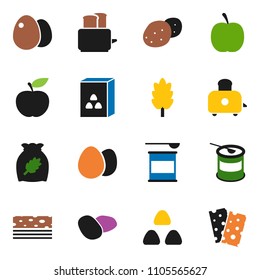 solid vector ixon set - toaster vector, cereal, egg, potato, diet, sports nutrition, breads