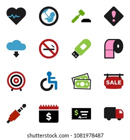 solid vector ixon set - toilet paper vector, auction, check, target, dollar calendar, heart pulse, no smoking, money, jack, disabled, pregnancy, usb modem, cloud download, attention sign, delivery