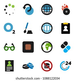 solid vector ixon set - toilet brush vector, glasses, world, personal information, no fastfood, oxygen, earth, music hit, stop button, pills, undo, loading, globe, 24 hour