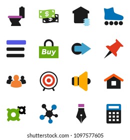 solid vector ixon set - toilet vector, pen, any currency, roller Skates, target, speaker, social media, group, thumbtack, menu, arrow, smart home, cash, buy, calculator