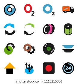 solid vector ixon set - toilet paper vector, plates, pie graph, arrow up, oxygen, disk, rec button, gear, refresh, redo, route, relocation truck, 24 hour