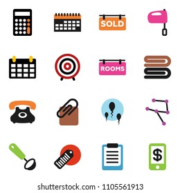 solid vector ixon set - towel vector, ladle, mixer, clipboard, calculator, target, calendar, phone, barcode, sperm, network, attachment, rooms signboard, sold, tap pay