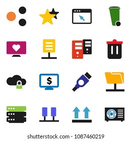 solid vector ixon set - trash bin vector, monitor dollar, heart, top sign, favorites, hdmi, server, network folder, cloud lock, big data, browser, share, document, ari condition