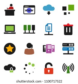 solid vector ixon set - trash bin vector, student, notebook pc, support, favorites, server, network, cloud lock, browser, download, loading, document, unlock, wireless