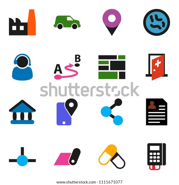 solid vector ixon set - university vector,\
personal information, pills, molecule, fitness mat, traking, car,\
consolidated cargo, route, microbs, medical room, connect, pin,\
factory, support