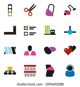 solid vector ixon set - vacuum cleaner vector, potato, corner ruler, exam, hierarchy, buttocks, traffic light, heart, scissors, bandage, connect, apartments, consumer, support