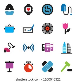 solid vector ixon set - vacuum cleaner vector, pan, cook timer, presentation, check, heart monitor, tulip, disk, patch, microbs, drop counter, server, office building, wireless, auction