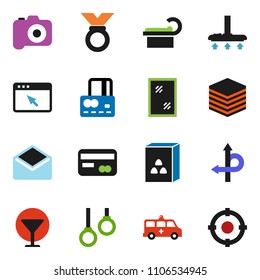 solid vector ixon set - vacuum cleaner vector, window cleaning, cereal, credit card, medal, gymnast rings, route, glass, camera, mail, amkbulance car, tomography, big data, browser, target