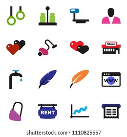 solid vector ixon set - vacuum cleaner vector, spices, pen, graph, gymnast rings, big scales, heart, bandage, browser, water supply, rent signboard, consumer, mall, receipt