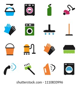 solid vector ixon set - vacuum cleaner vector, mop, bucket, sponge, steaming, washer, washing powder, cleaning agent, rubber glove