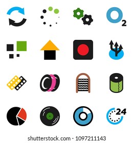 solid vector ixon set - washboard vector, toilet paper, plates, pie graph, arrow up, oxygen, disk, rec button, pills blister, gear, refresh, loading, route, 24 hour