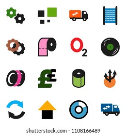 solid vector ixon set - washboard vector, toilet paper, plates, pie graph, arrow up, pound, oxygen, disk, gear, refresh, loading, route, relocation truck