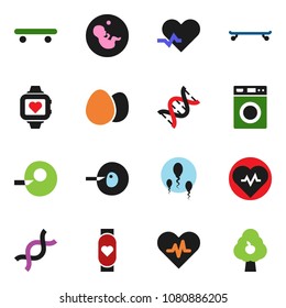 solid vector ixon set - washer vector, egg, heart pulse, skateboard, monitor, dna, pregnancy, insemination, sperm, fruit tree