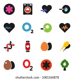 solid vector ixon set - washer vector, egg, heart pulse, monitor, oxygen, ambulance star, dna, insemination, sperm, fruit tree