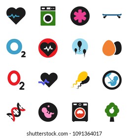 solid vector ixon set - washer vector, egg, heart pulse, skateboard, oxygen, ambulance star, dna, pregnancy, sperm, fruit tree