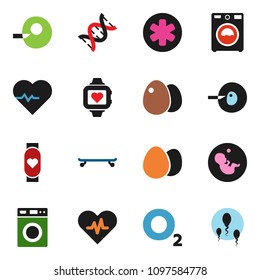 solid vector ixon set - washer vector, egg, heart pulse, skateboard, monitor, oxygen, ambulance star, dna, pregnancy, insemination, sperm