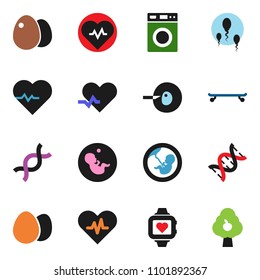 solid vector ixon set - washer vector, egg, heart pulse, skateboard, monitor, dna, pregnancy, insemination, sperm, fruit tree