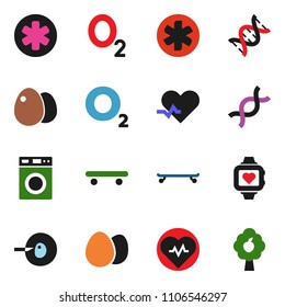 solid vector ixon set - washer vector, egg, heart pulse, skateboard, monitor, oxygen, ambulance star, dna, insemination, fruit tree