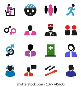 solid vector ixon set - water closet vector, student, manager, man, stairways run, support, speaking, doctor, gender sign, head bandage, medical room, consumer