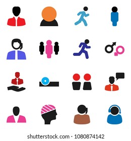 solid vector ixon set - water closet vector, manager, man, run, support, client, speaking, gender sign, eye doctor hat, head bandage, consumer
