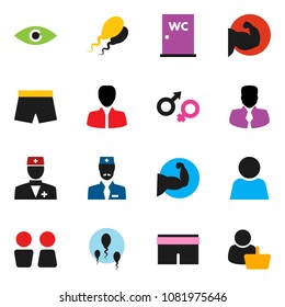 solid vector ixon set - water closet vector, manager, muscule hand, shorts, doctor, eye, gender sign, sperm, user, customer