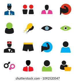 solid vector ixon set - water closet vector, manager, muscule hand, shorts, doctor, eye, gender sign, sperm, user, consumer, customer