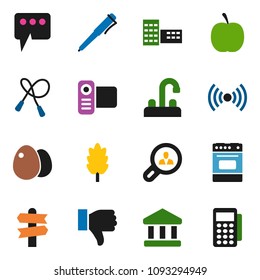 solid vector ixon set - water tap vector, oven, cereal, egg, school building, pen, bank, diet, jump rope, signpost, video camera, finger down, message, client search, wireless, card reader