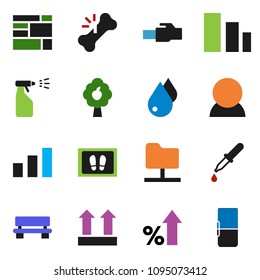 solid vector ixon set - water drop vector, welcome mat, sprayer, percent growth, consolidated cargo, top sign, sorting, dropper, broken bone, network folder, lan connector, bench, fruit tree, fridge