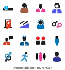 solid vector ixon set - water closet vector, man, stairways run, support, speaking, gender sign, eye doctor hat, medical room, consumer