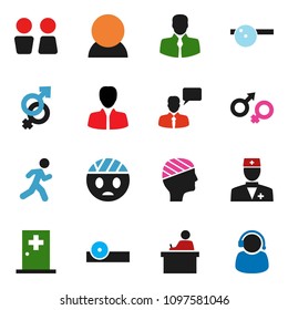 solid vector ixon set - water closet vector, student, manager, run, client, speaking man, doctor, gender sign, eye hat, head bandage, medical room, consumer, support