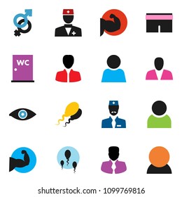solid vector ixon set - water closet vector, manager, muscule hand, shorts, doctor, eye, gender sign, sperm, user, consumer