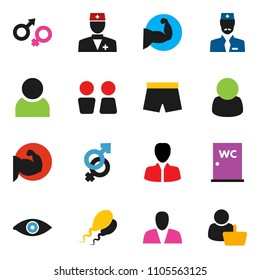 solid vector ixon set - water closet vector, manager, muscule hand, shorts, doctor, eye, gender sign, sperm, user, consumer, customer