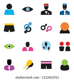 solid vector ixon set - water closet vector, manager, shorts, doctor, eye, gender sign, sperm, user, consumer, customer